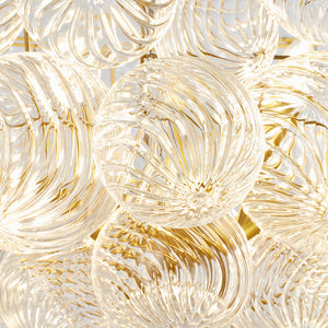 Talia Large Chandelier in Gild and Clear Swirled Glass
