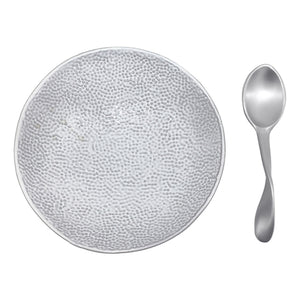 Textura Ceramic Nut Dish With Infinity Spoon