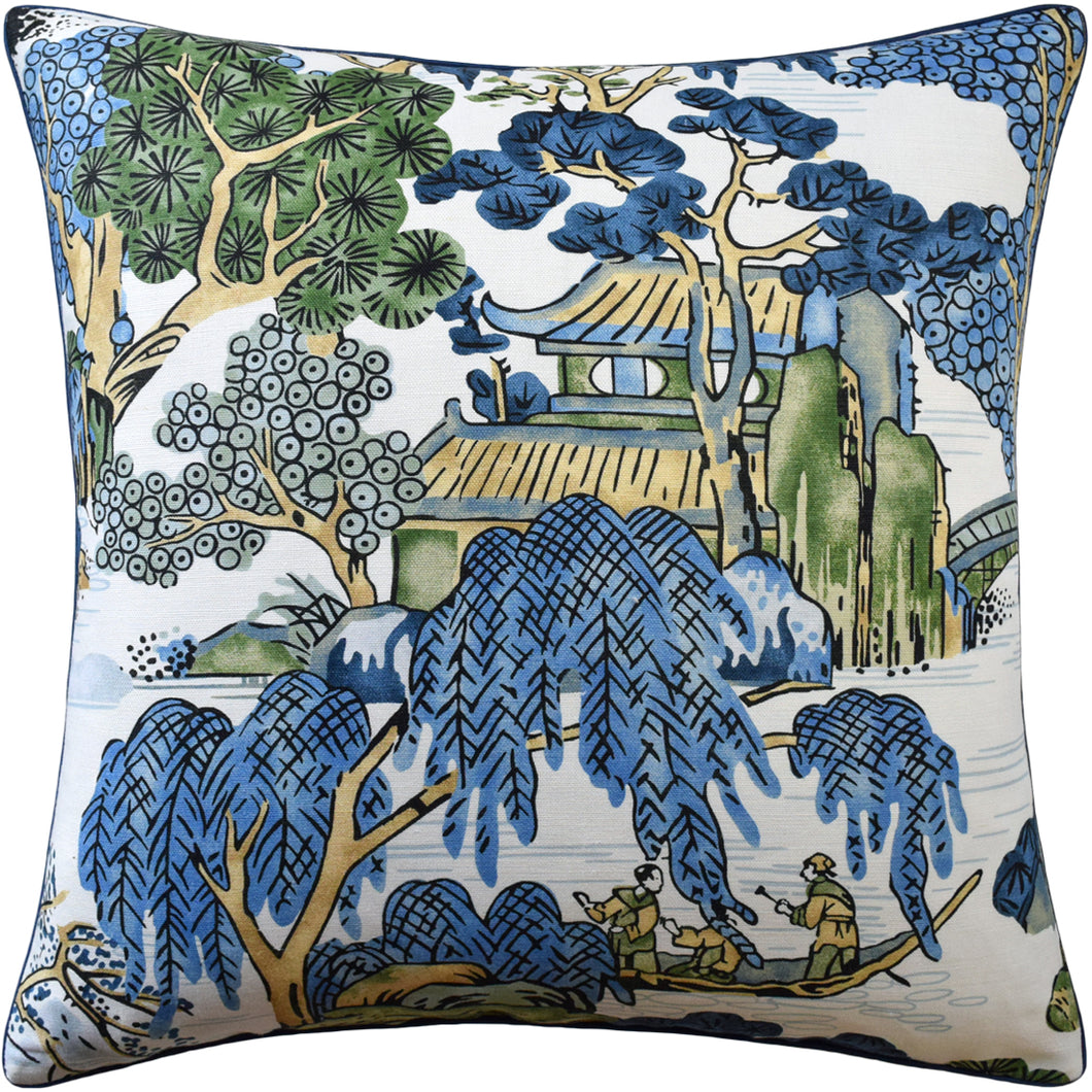 Pillows 22x22 Asian Scenic Blue Green