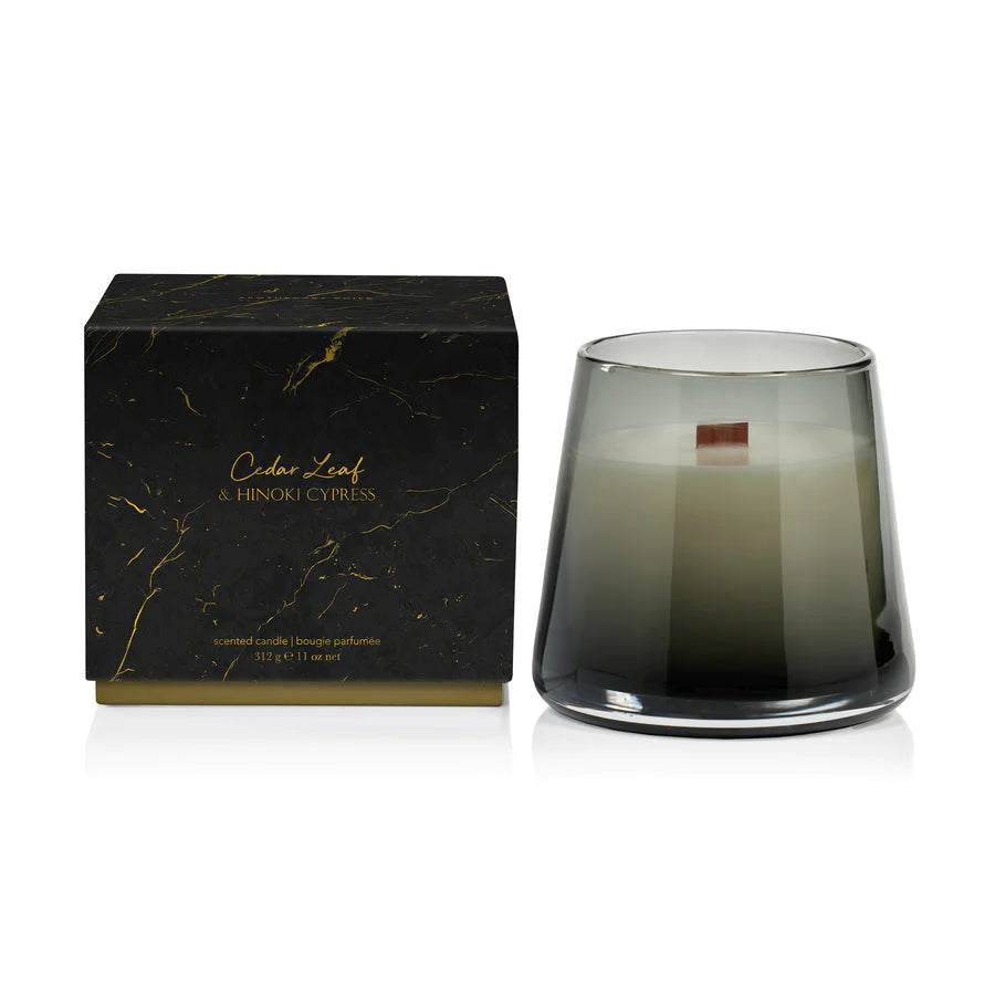 Apothecary Guild Smoke Glass Candle Jar w/Wood Wick