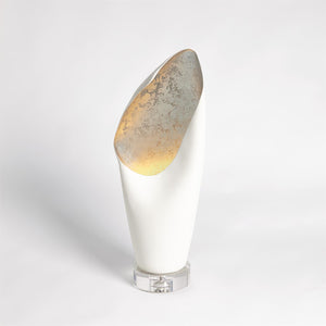 Cowl Lamp-White w/Silver Leaf-Sm
