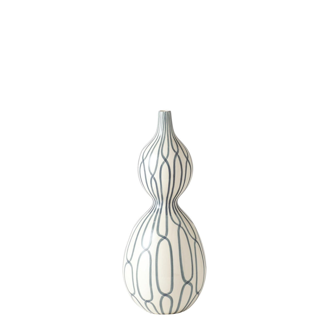 Linking Trellis Double Bulb Vase-Blue-Sm