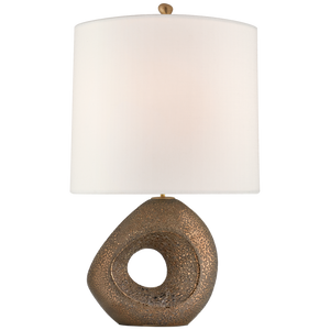 Paco Large Table Lamp in Chalk Burnt Gold with Linen Shade