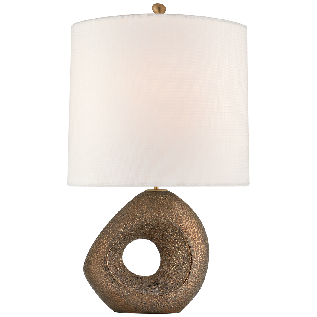 Paco Large Table Lamp in Chalk Burnt Gold with Linen Shade