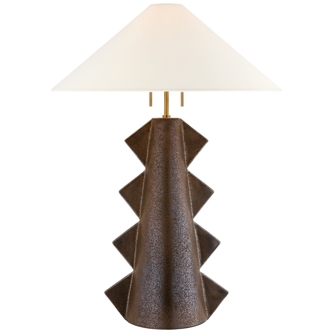 Senso Large Table Lamp in Crystal Bronze with Linen Shade