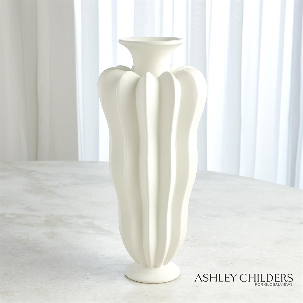 Spicchi Line Vase-Matte White
