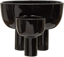 Cargar imagen en el visor de la galería, Stoneware Planter with 2 Sections Black
