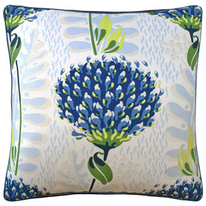 22X22 PILLOW - PIPED - TIVERTON BLUE/GREEN