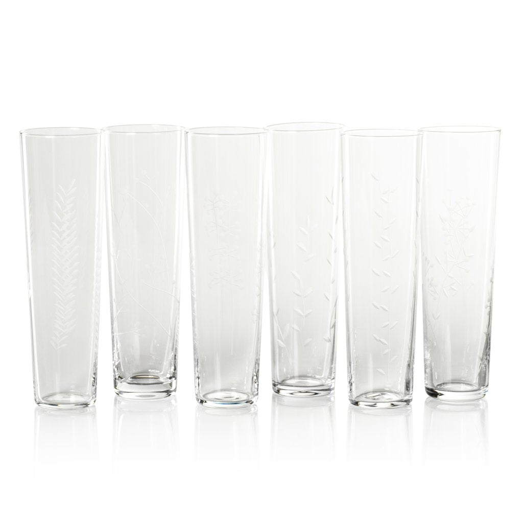 Flora Etched Flute - Set of Six Assorted