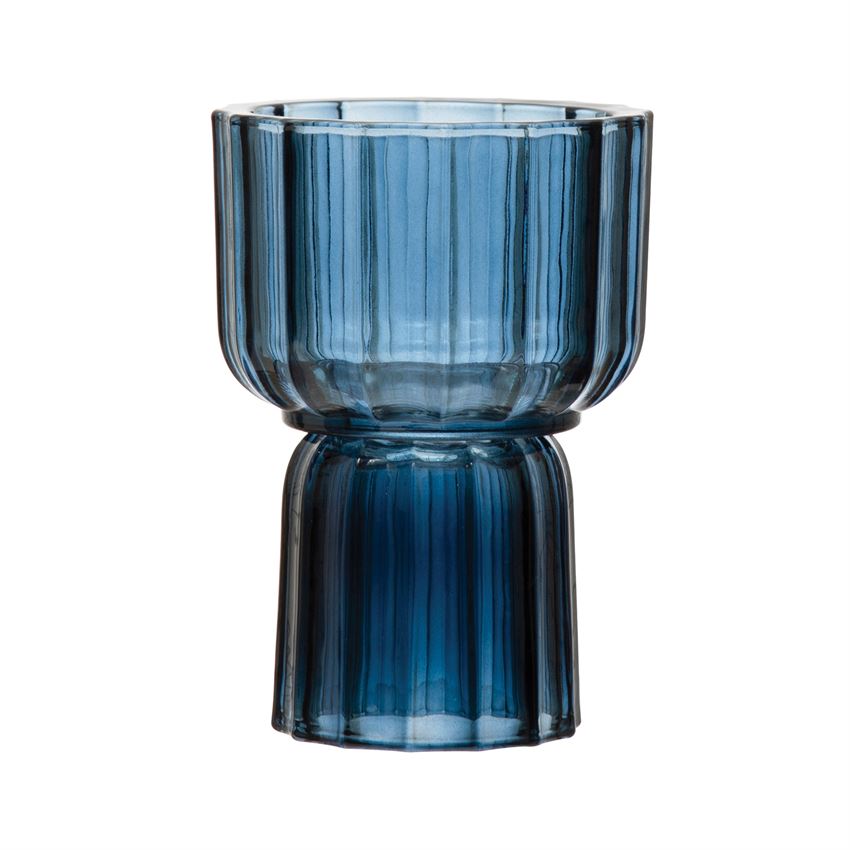 Glass Fluted 2-Sided Vase/Votive Holder