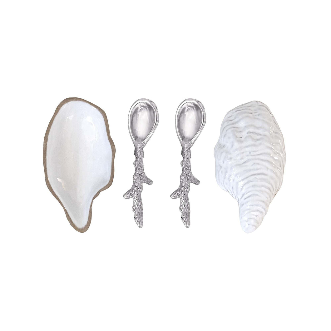 Ceramic Oyster and Spoon Set