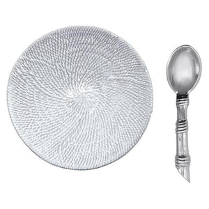 Mustique Ceramic Canape Plate with Rattan Spoon